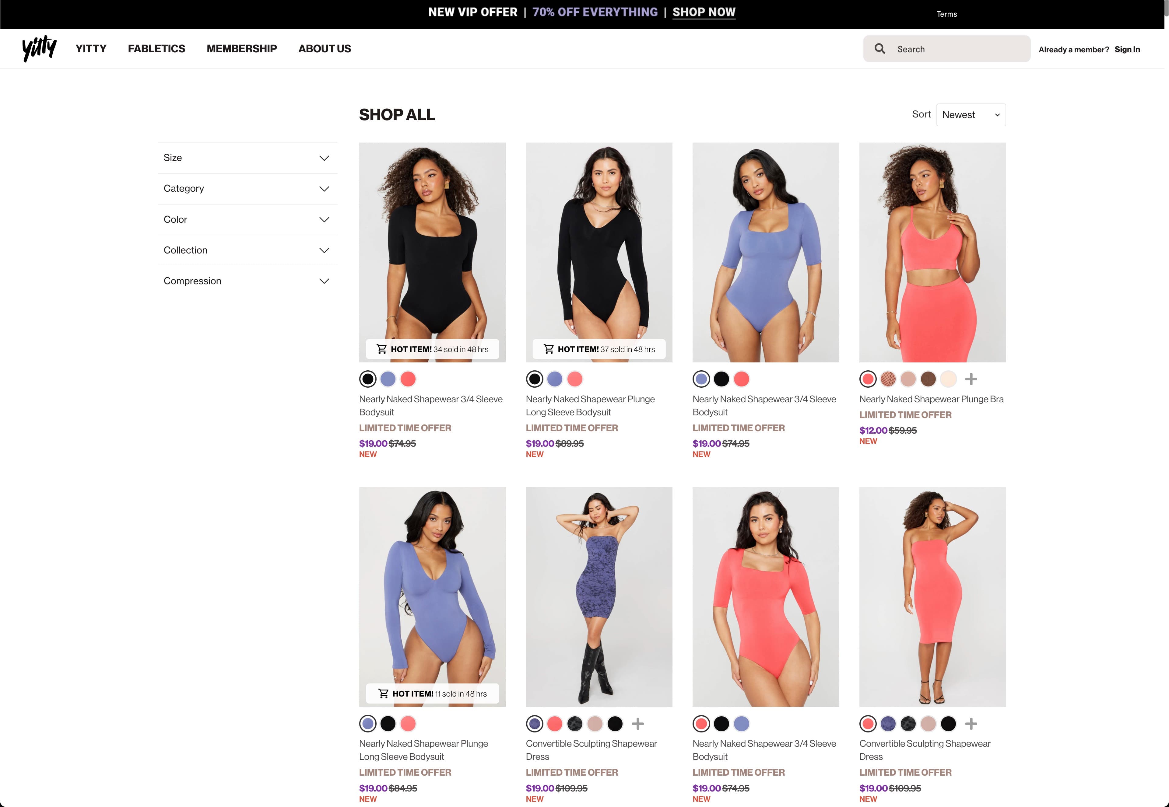 Desktop image of Yitty's product landing page