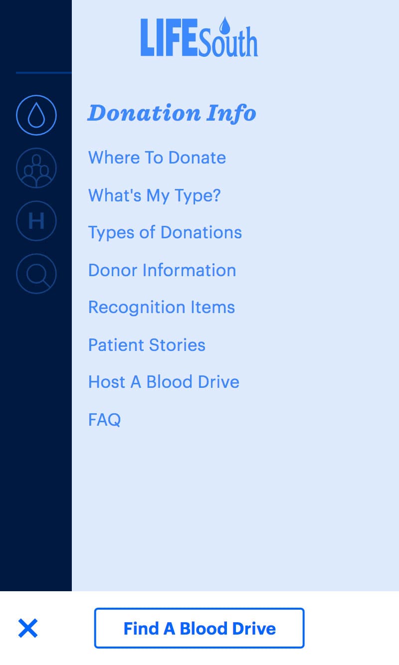 Mobile image of LifeSouth's Navigation page 2