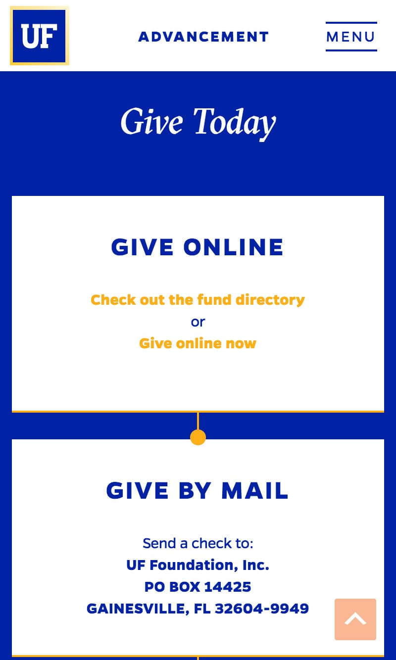 Mobile image of UF Foundation's Give Today page