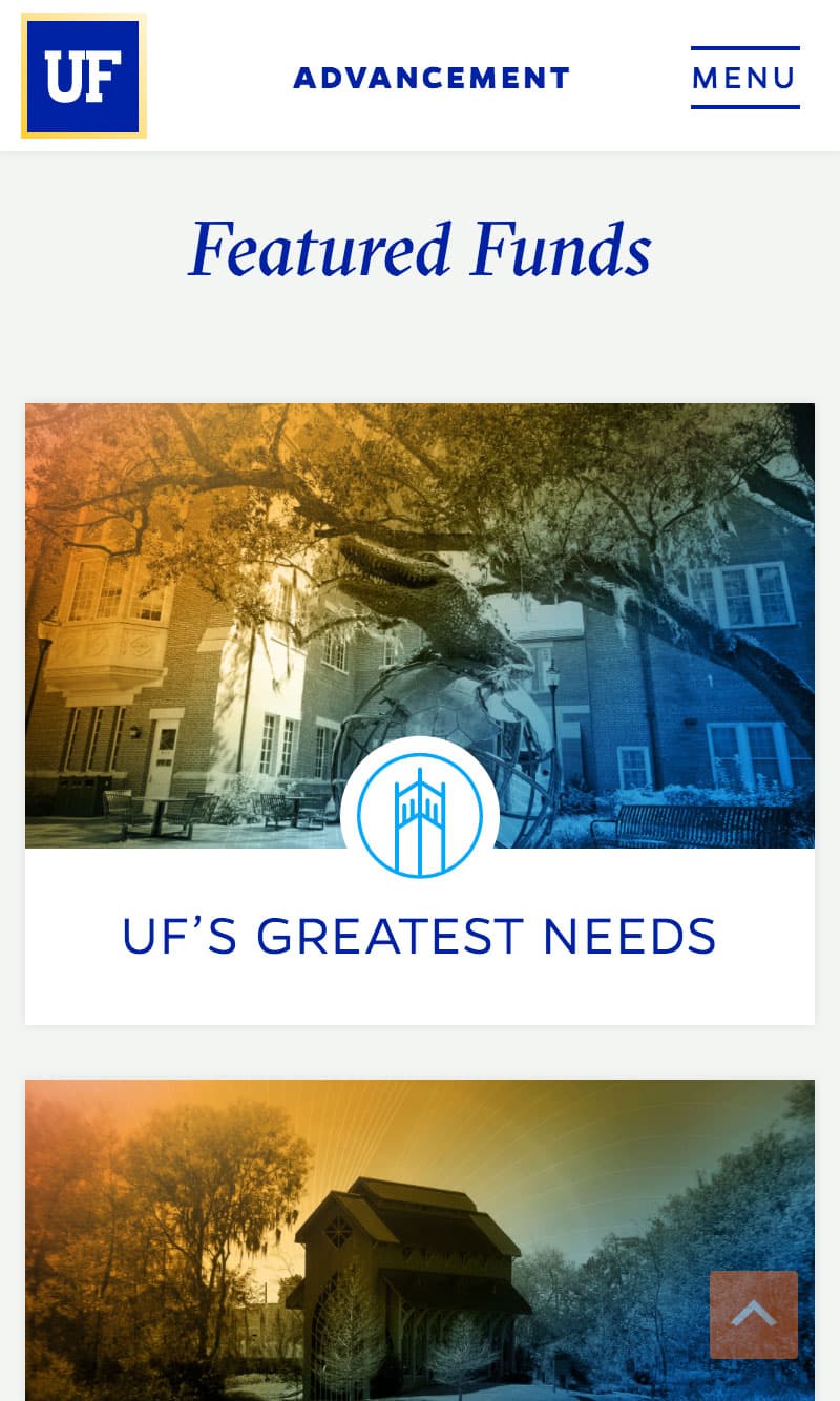 Mobile image of UF Foundation's Featured Funds page